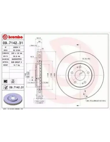 09.7142.31 Disco de freno Brembo