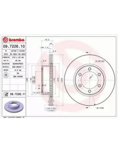 09.7226.10 Disco de freno Brembo