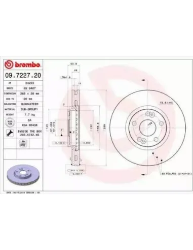 09.7227.20 Disco de freno Brembo