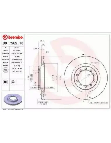 09.7262.10 Disco de freno Brembo