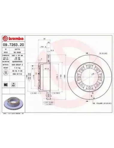 09.7263.20 Disco de freno Brembo