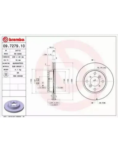 09.7279.10 Disco de freno Brembo