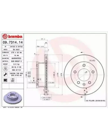 09.7314.14 Disco de freno Brembo