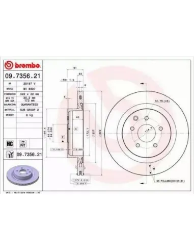 09.7356.21 Disco de freno Brembo