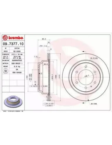 09.7377.10 Disco de freno Brembo