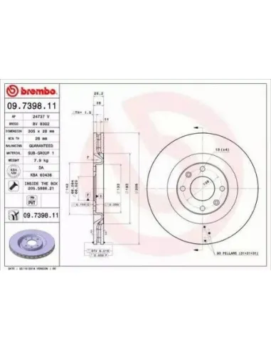 09.7398.11 Disco de freno Brembo