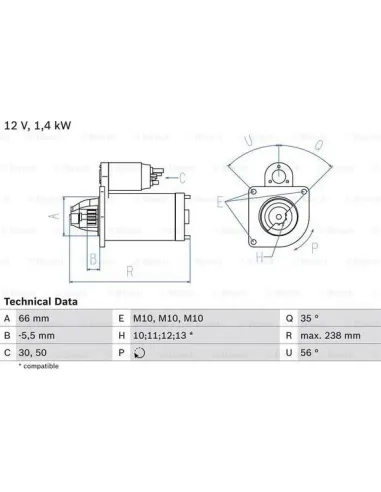 BOSCH 0 986 018 310 - Motor de arranque