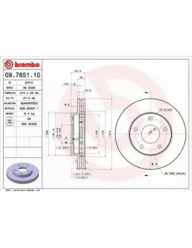 09.7651.10 Disco de freno Brembo