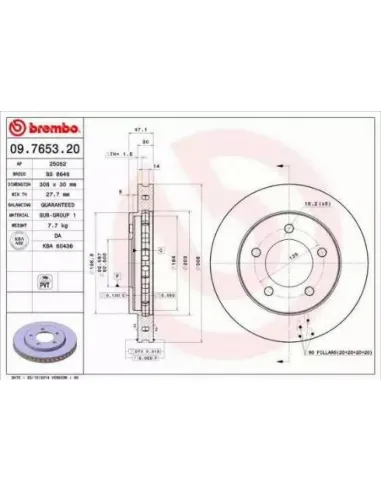 09.7653.20 Disco de freno Brembo