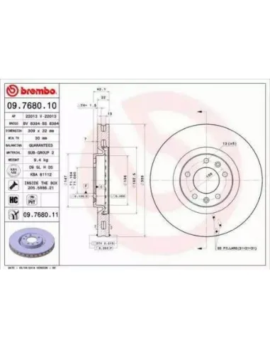 09.7680.10 Disco de freno Brembo