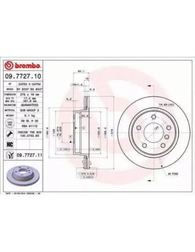 09.7727.10 Disco de freno Brembo