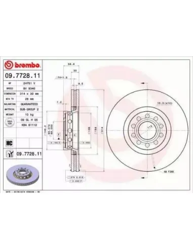 09.7728.11 Disco de freno Brembo