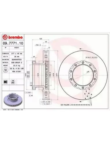 09.7771.10 Disco de freno Brembo