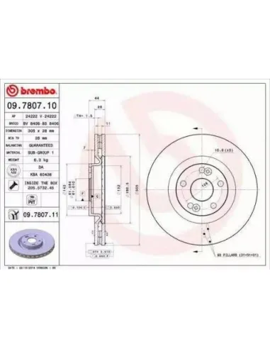 09.7807.10 Disco de freno Brembo