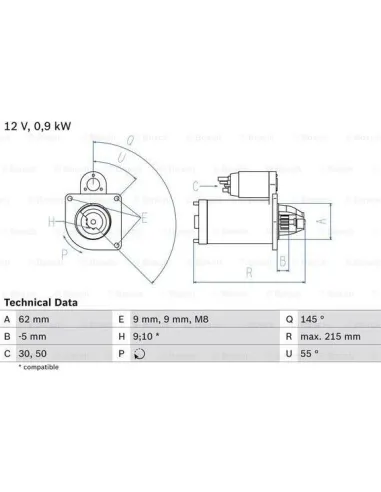 BOSCH 0 986 013 850 - Motor de arranque