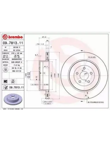 09.7813.11 Disco de freno Brembo