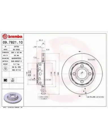 09.7821.10 Disco de freno Brembo