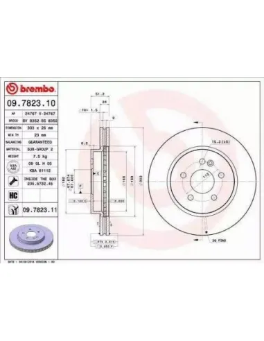 09.7823.10 Disco de freno Brembo