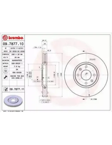 09.7877.10 Disco de freno Brembo