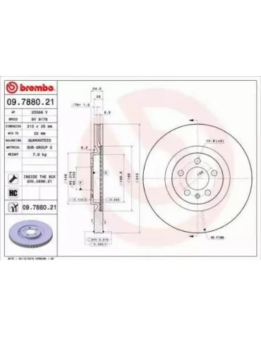 09.7880.21 Disco de freno Brembo