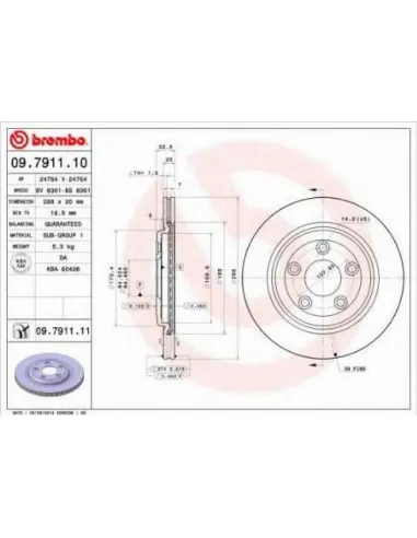 09.7911.10 Disco de freno Brembo