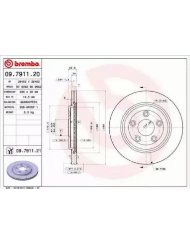 09.7911.20 Disco de freno Brembo