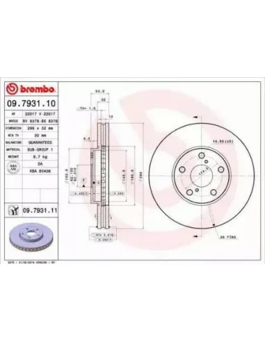 09.7931.10 Disco de freno Brembo