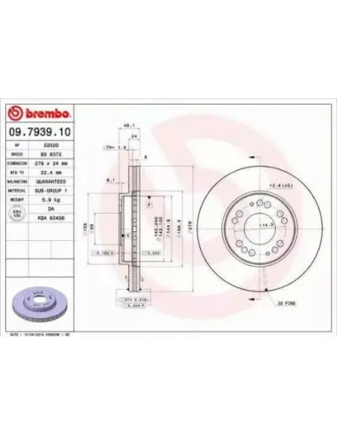 09.7939.10 Disco de freno Brembo