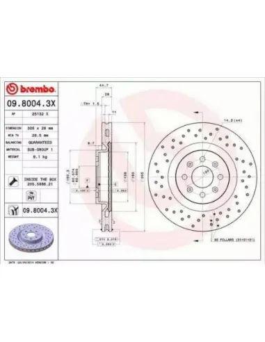 0980043X Disco de freno Brembo