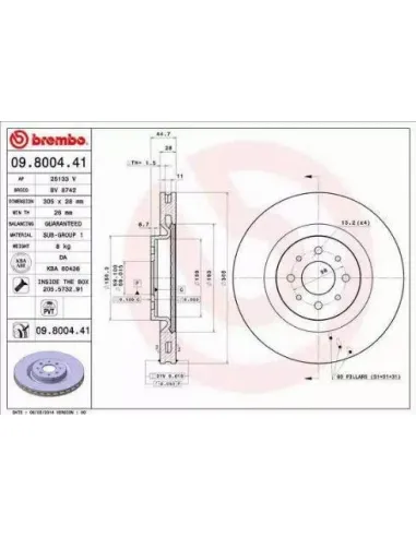 09.8004.41 Disco de freno Brembo