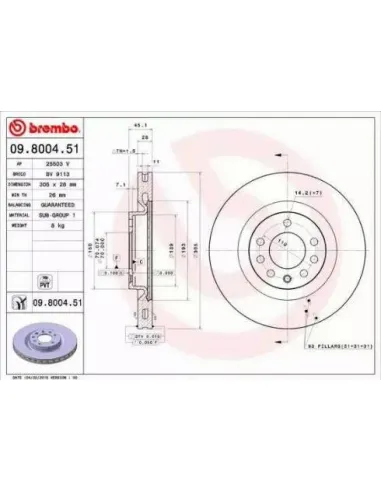 09.8004.51 Disco de freno Brembo