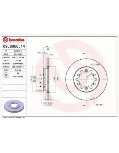 09.8066.14 Disco de freno Brembo