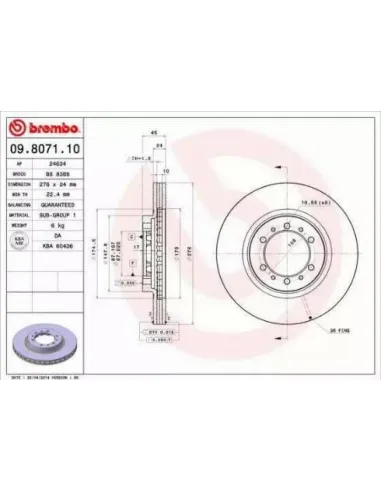 09.8071.10 Disco de freno Brembo