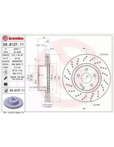 09.8127.11 Disco de freno Brembo