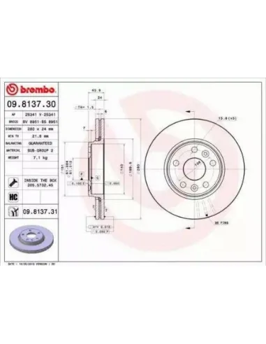 09.8137.30 Disco de freno Brembo