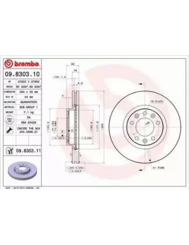 09.8303.10 Disco de freno Brembo