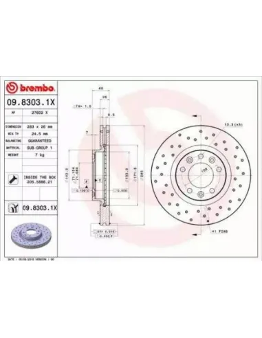 0983031X Disco de freno Brembo