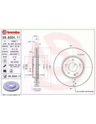 09.8304.11 Disco de freno Brembo