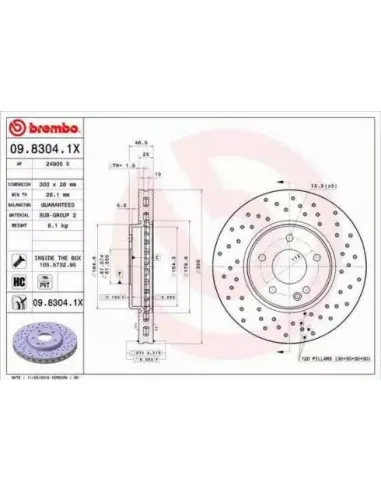 0983041X Disco de freno Brembo