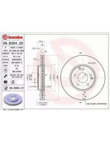 09.8304.20 Disco de freno Brembo