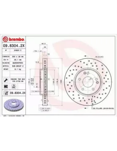 0983042X Disco de freno Brembo