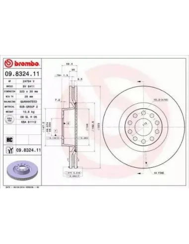 09.8324.11 Disco de freno Brembo