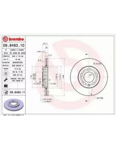 09.8483.10 Disco de freno Brembo