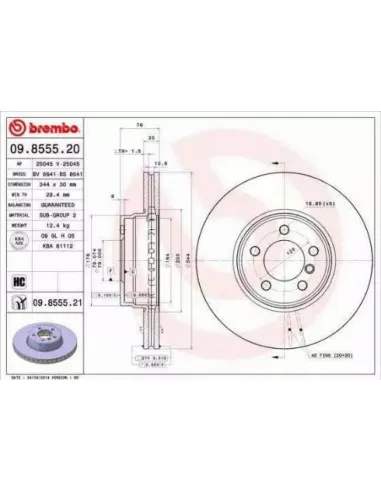 09.8555.20 Disco de freno Brembo