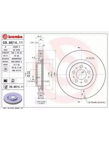 09.8614.11 Disco de freno Brembo