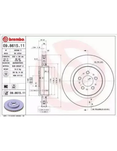 09.8615.11 Disco de freno Brembo