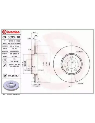 09.8633.10 Disco de freno Brembo