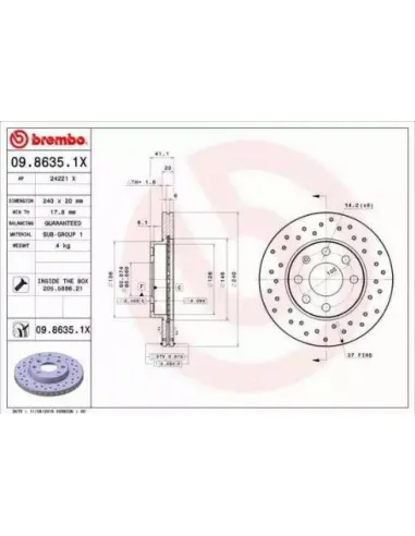 0986351X Disco de freno Brembo