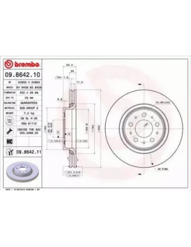 09.8642.10 Disco de freno Brembo