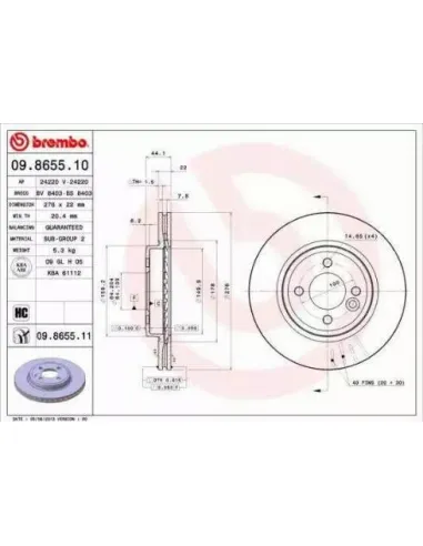 09.8655.10 Disco de freno Brembo